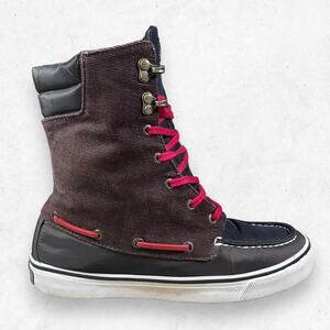 Sperry Top Sider Acklins Boots Women's 7M‎ High Top Flannel Corduroy Sneakers